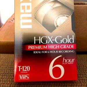 *3/$20* MAXWELL HGX-GOLD PREMIUM HIGH GRADE VHS T-120, 6 HR RECORDING TIME. NEW